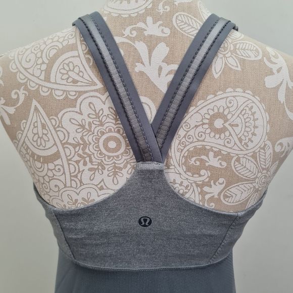 Lululemon Women Cross My Heart Tank Top Heathered Blurred Gray Size 8 - Picture 8 of 16